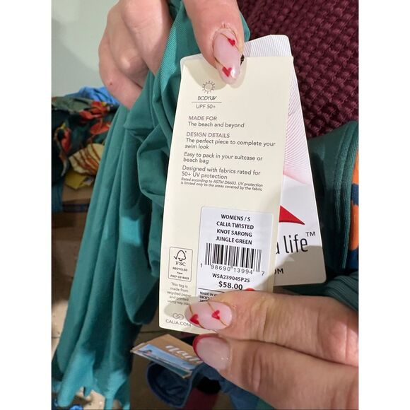 CALIA NWT High Waisted Twisted Knot Sarong Jungle Green - Picture 4 of 4